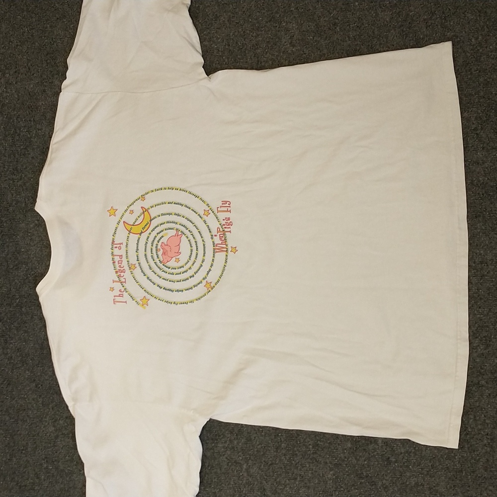 When Pigs Fly Bakery Cotton White T Shirt Fun Graphic w Legend Unisex 50" Chest